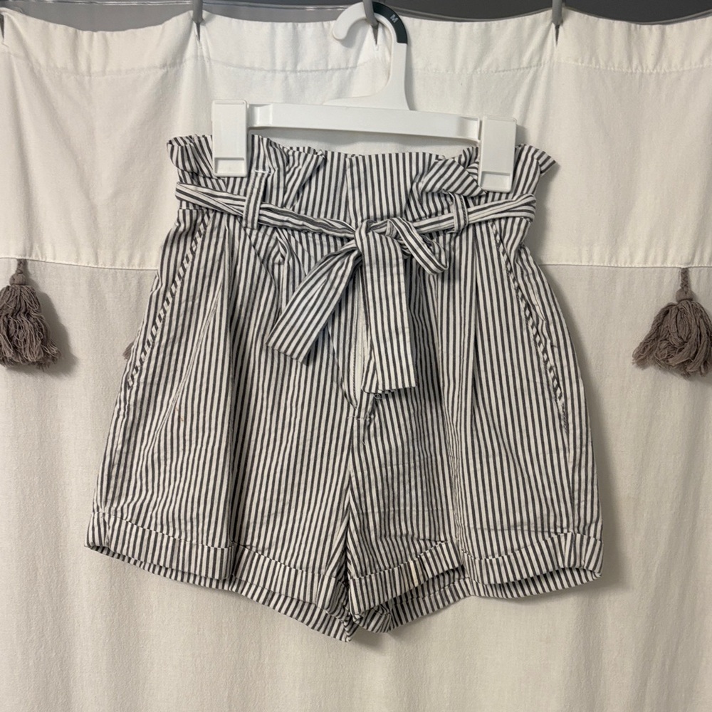 Forever 21 Black and White Striped High Waist Shorts